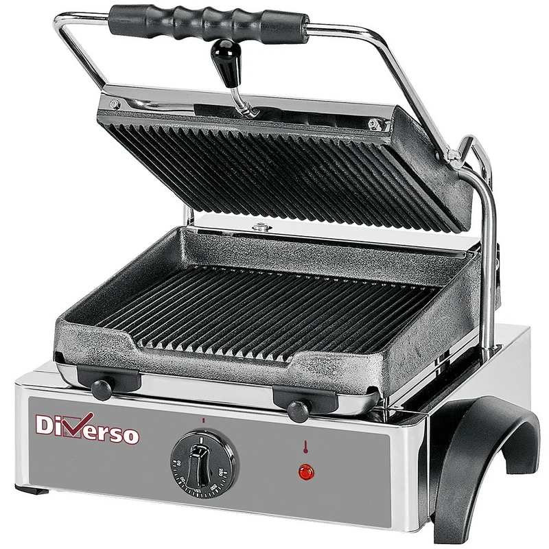 Grill panini électrique, plaques rainurées - Diverso