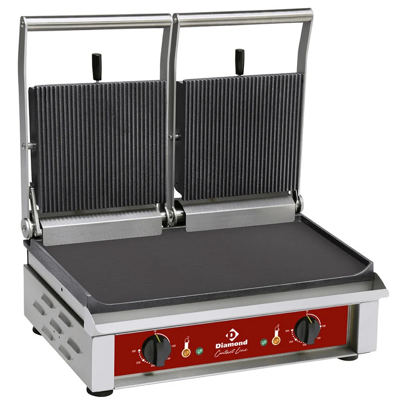 Contact-grill double - plaques émaillées - 4 kW - Diamond