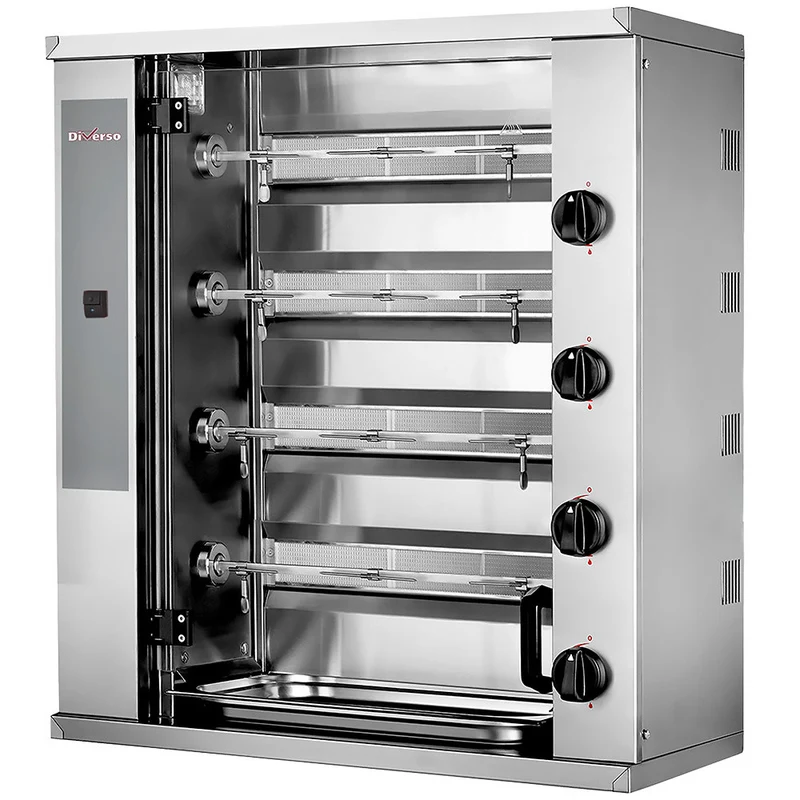 Rôtissoire à poulets gaz, 4 broches (12 poulets) Petit - Diverso