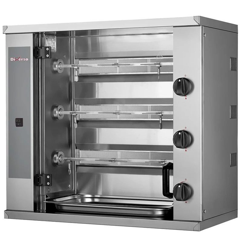 Rôtissoire à poulets gaz, 3 broches (9 poulets) Petit - Diverso
