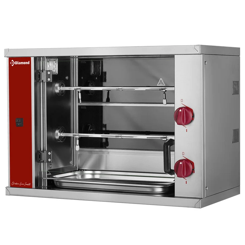Rôtissoire à poulets vitro- 2 x 3 poulets - 4,4 kW - Diamond