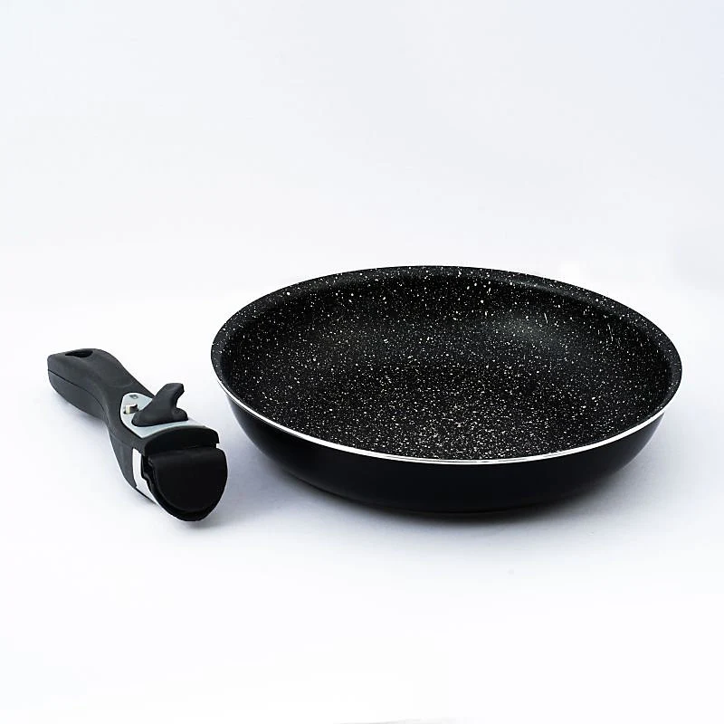 Batterie de cuisine revêtement pierre avec manche amovible 10 pièces Herzberg - Noir