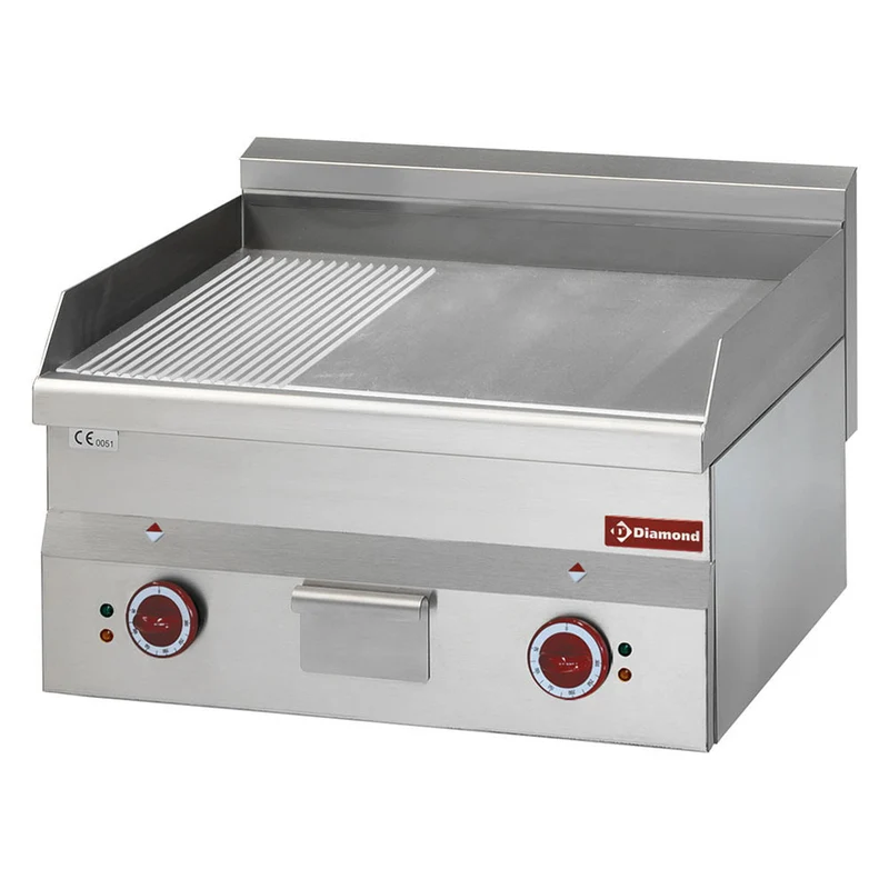 Plaque de cuisson électrique 2/3 lisse-1/3 nervurée - 6 kW - Diamond