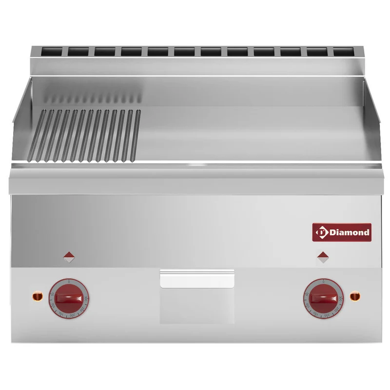 Plaque de cuisson électrique 2/3 lisse -1/3 nervurée - 6 kW - Diamond
