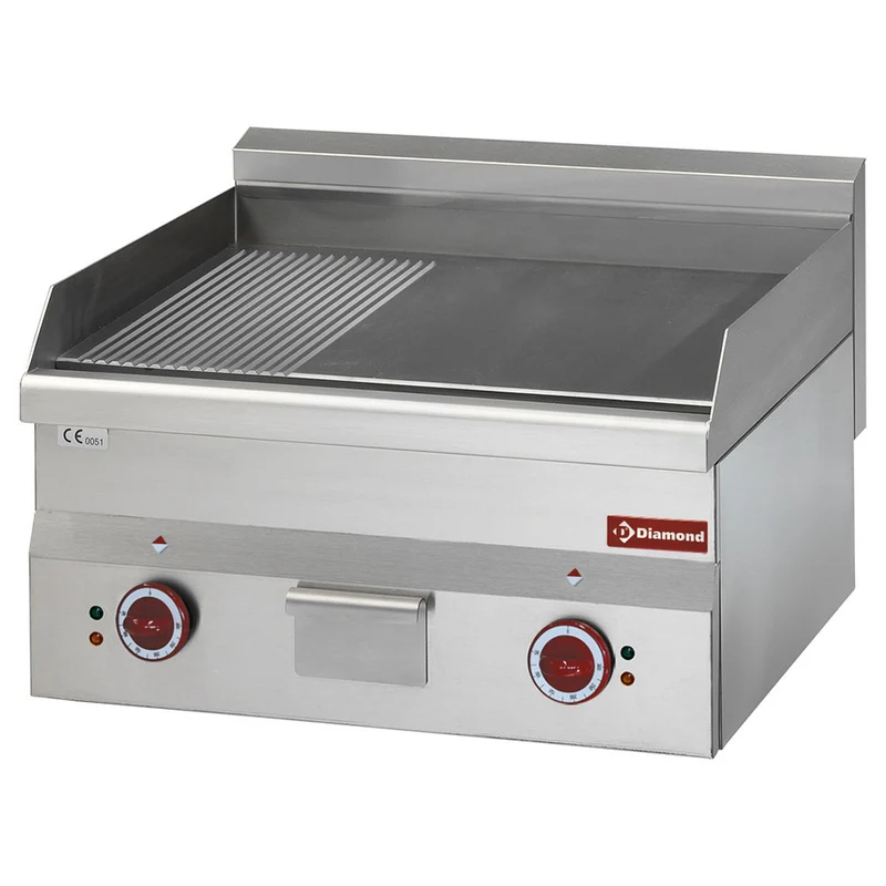 Plaque de cuisson électrique 1/3 nervurée - 2/3 lisse - 6 kW - Diamond