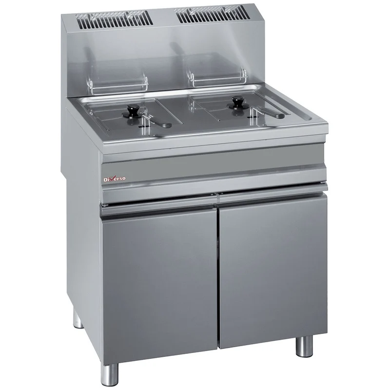 Friteuse gaz 2 cuves 15 litres sur armoire - Diverso