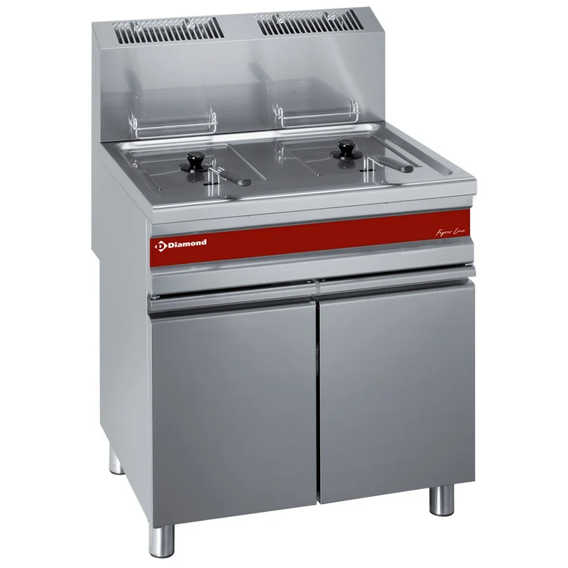 Friteuse gaz 2x 15 litres sur armoire - Diamond