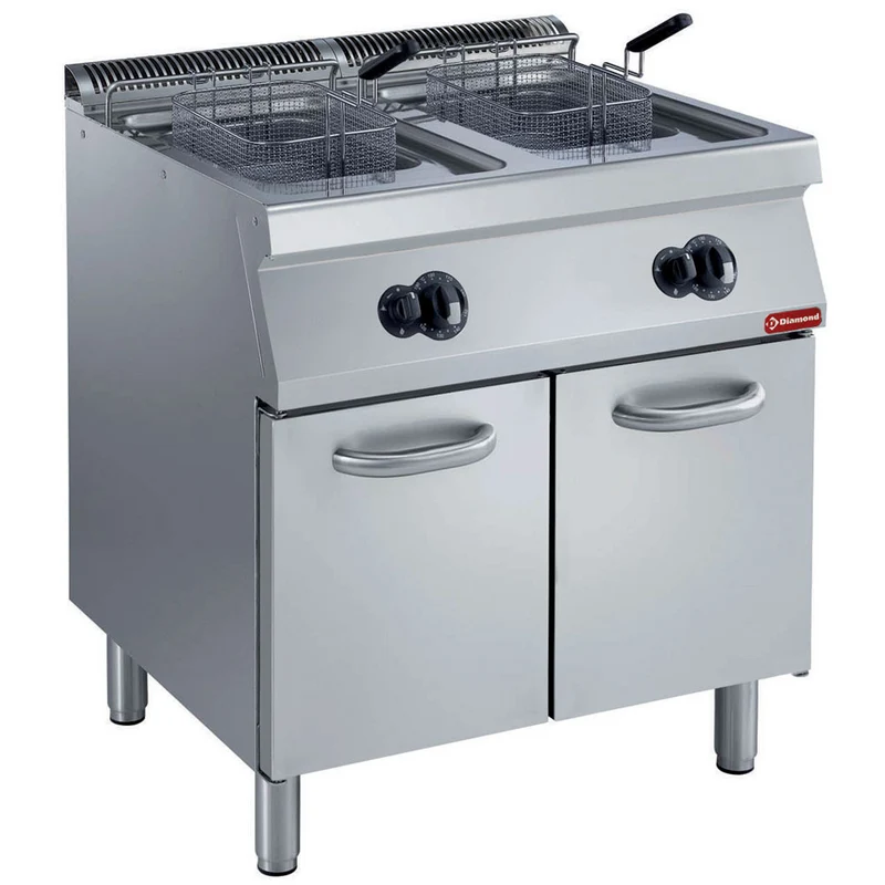 Friteuse gaz cuves en -y- 2x15 lt - armoire - Diamond