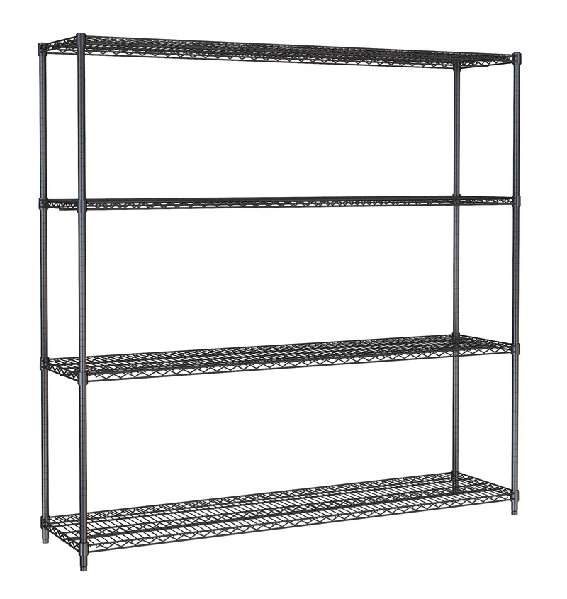 Étagères 4 niveaux 1800 noir démontable inox 1800x450x1800 mm 250 L - Rayonnage de chambre froide - Combisteel