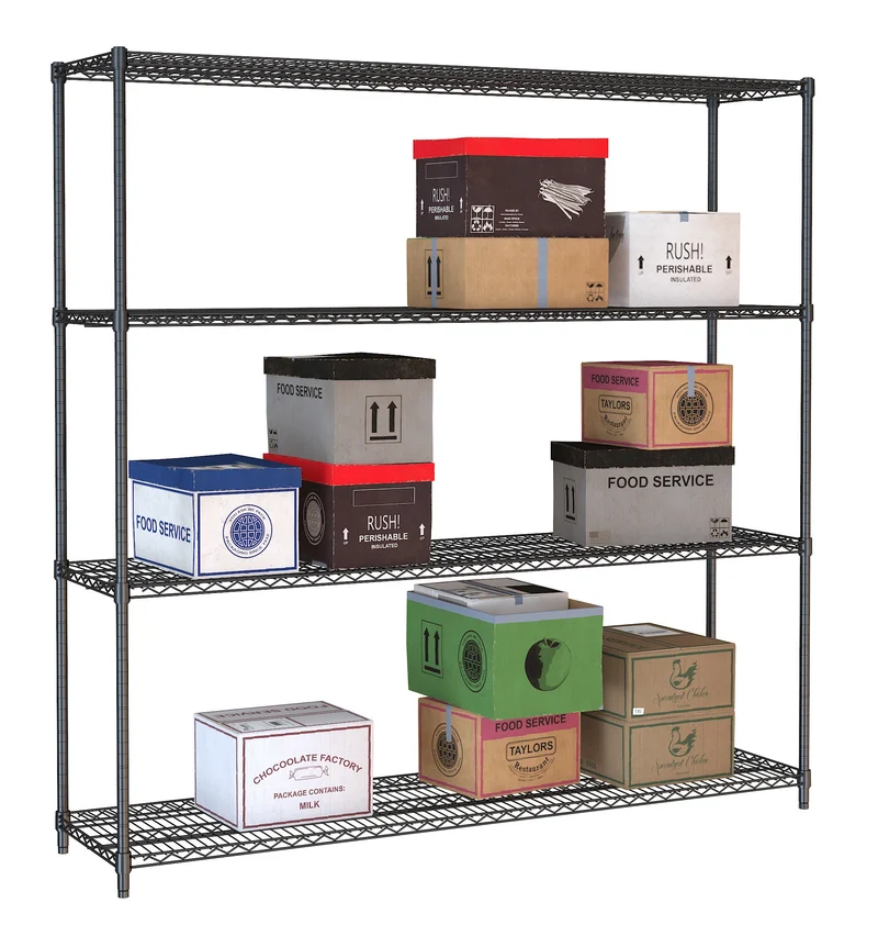 Étagères 4 niveaux 1800 noir démontable inox 1800x450x1800 mm 250 L - Rayonnage de chambre froide - Combisteel