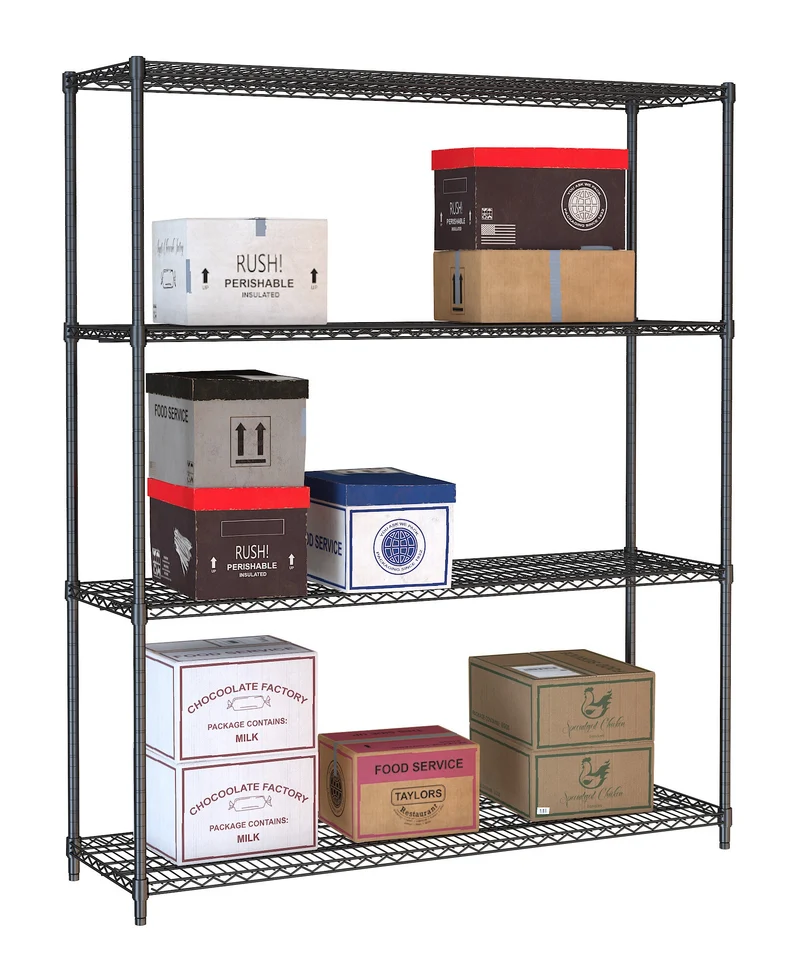 Étagères 4 niveaux 1500 noir démontable inox 1500x450x1800 mm 250 L - Rayonnage de chambre froide - Combisteel