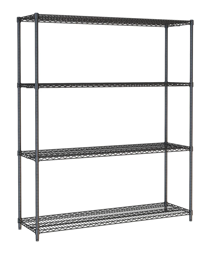 Étagères 4 niveaux 1500 noir démontable inox 1500x450x1800 mm 250 L - Rayonnage de chambre froide - Combisteel