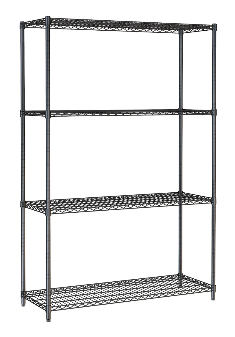 Étagères 4 niveaux 1200 noir démontable inox 1200x450x1800 mm 250 L - Rayonnage de chambre froide - Combisteel