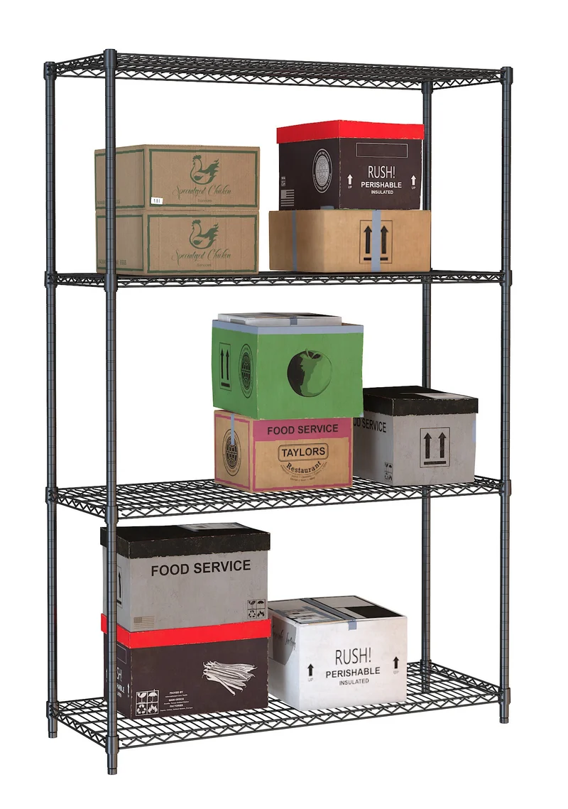 Étagères 4 niveaux 1200 noir démontable inox 1200x450x1800 mm 250 L - Rayonnage de chambre froide - Combisteel