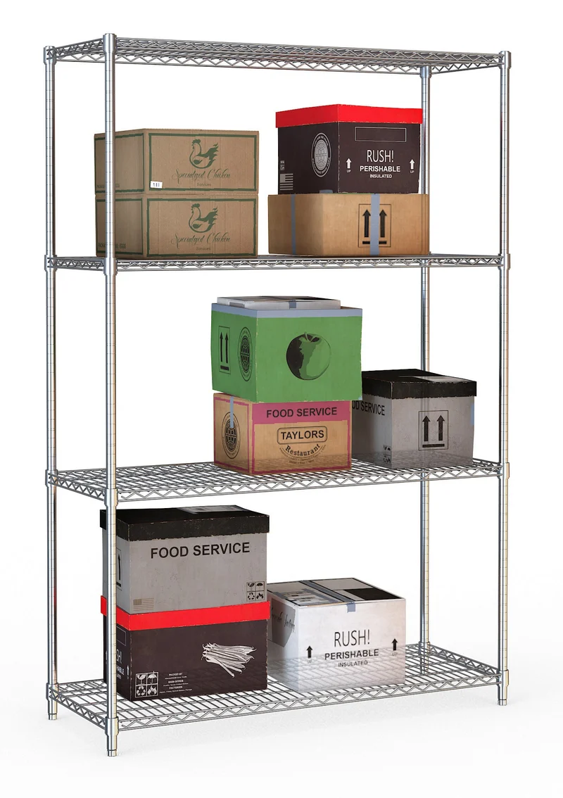 Étagères 4 niveaux 1200 démontable inox 1200x450x1800 mm 250 L - Rayonnage de chambre froide - Combisteel