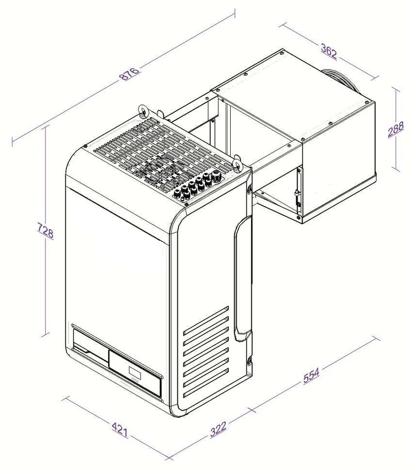 Unité de refroidissement type positif 9.6 - 19.9 m3 421x876x728 mm 9.6 L 0.78 kW - Combisteel