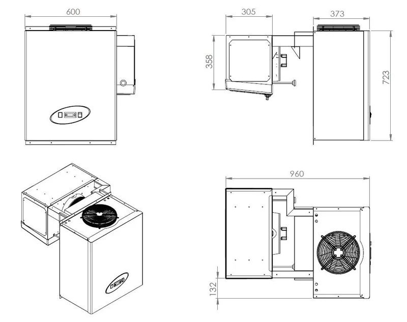 Moteur de refroidissement type positif 600x960x723 mm 9.1 L 0.83 kW - Combisteel