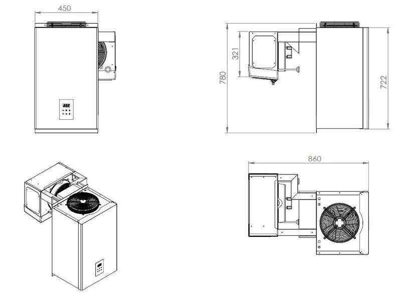 Moteur de chambre froide type positif 4.1 - 6.5 m3 450x860x780 mm 4.1 L 0.65 kW - Combisteel