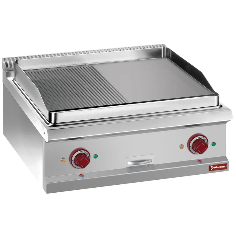 Plaque de cuisson électrique 1/2 lisse 1/2 rainurée - 8 kW - Diamond