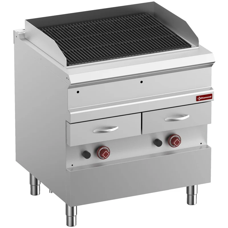 Grill vapeur gaz en fonte-double face-module 1/1 - Diamond