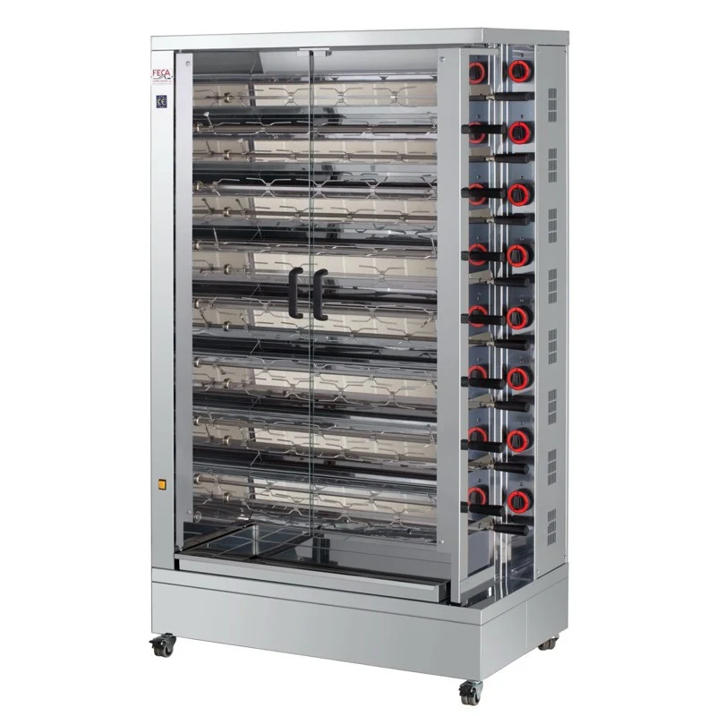 Rôtissoire électrique 90 poulets - 15 broches - 15 Doble EKO-E 75 L 33.6 W - Feca