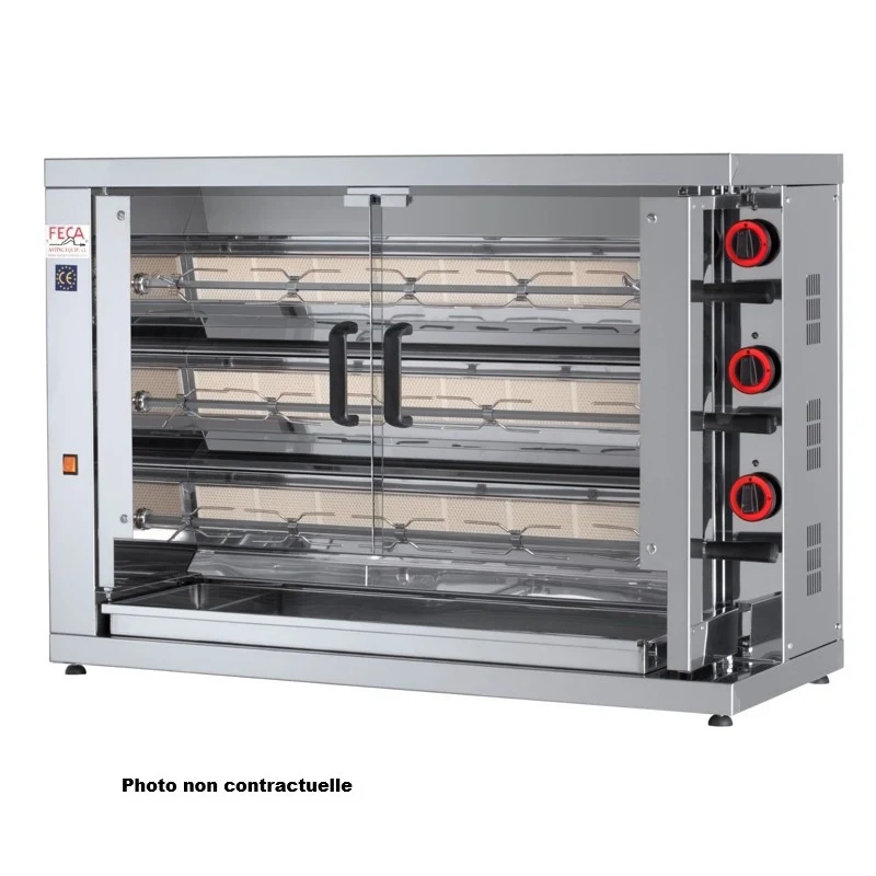 Rôtissoire électrique 15 à 18 poulets - 3 broches - 315 EKO-E 15 L 12.6 kW - Feca
