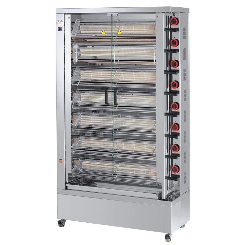 Rôtissoire gaz vertical - 7 grilles pour poulets crapaudine - 735 EKO 81.2 L 46 W - Feca