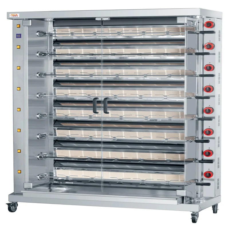 Rôtissoire gaz infrarouge 64 poulets - 8 broches - 80 000 Kcal/h - Indesxl 8 56 L 80 W - Feca
