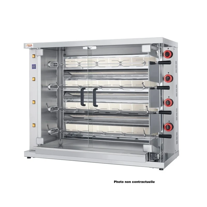 Rôtissoire gaz infrarouge 36 poulets - 6 broches - Indes 6 36 L 40 W - Feca