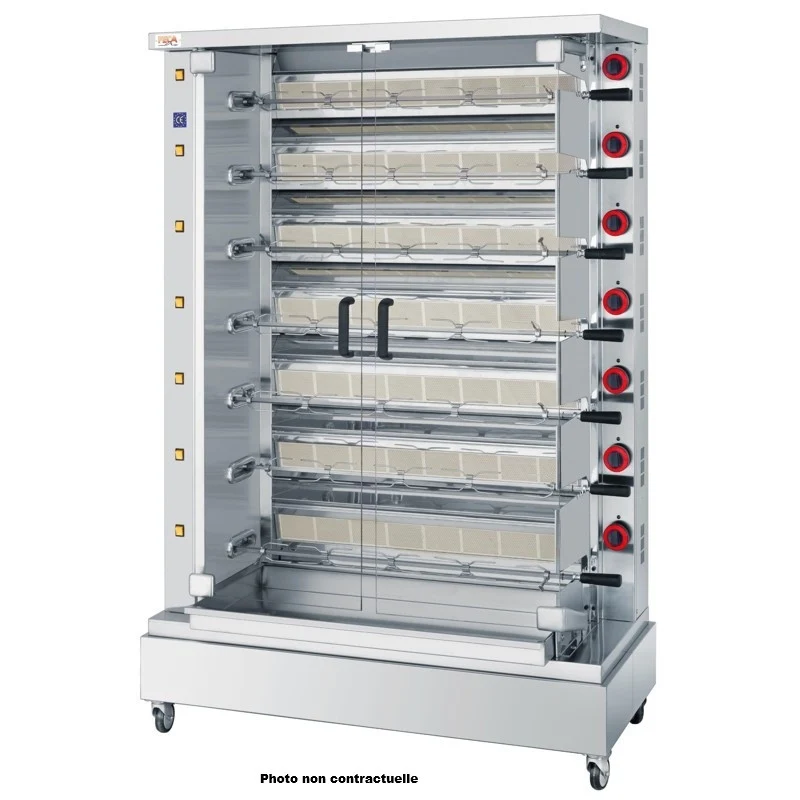 Rôtissoire gaz infrarouge - 48 poulets - 8 broches - 53 000 Kcal/h - Indes 8 48 L 53 W - Feca