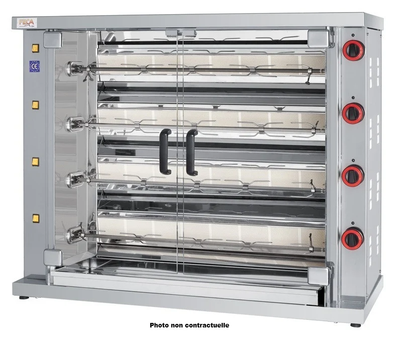 Rôtissoire gaz infrarouge - 36 poulets - 6 broches - 40 000 Kcal/h - Desin 6 36 L 40 W - Feca