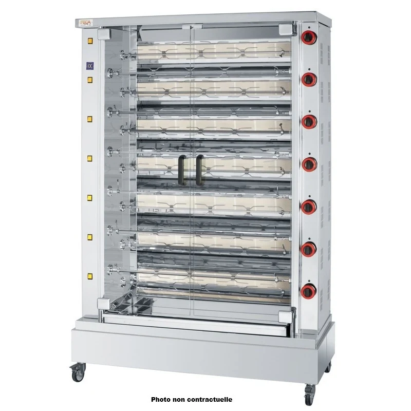 Rôtissoire gaz 90 poulets - 15 broches - 53 000 Kcal/h - IND-SIN-15 90 L 53 W - Feca