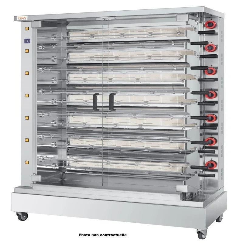 Rôtissoire gaz 90 poulets - 15 broches - 53 000 Kcal/h - IND 15 90 L 53 W - Feca
