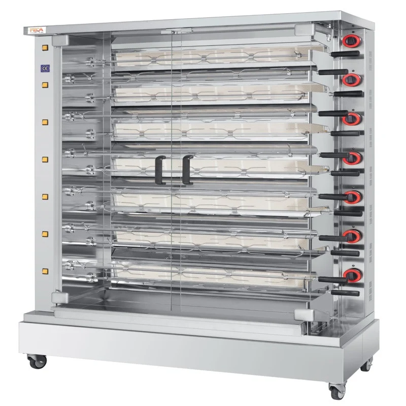 Rôtissoire gaz 78 poulets - 13 broches - 46 000 Kcal/h - IND 13 78 L 46 W - Feca