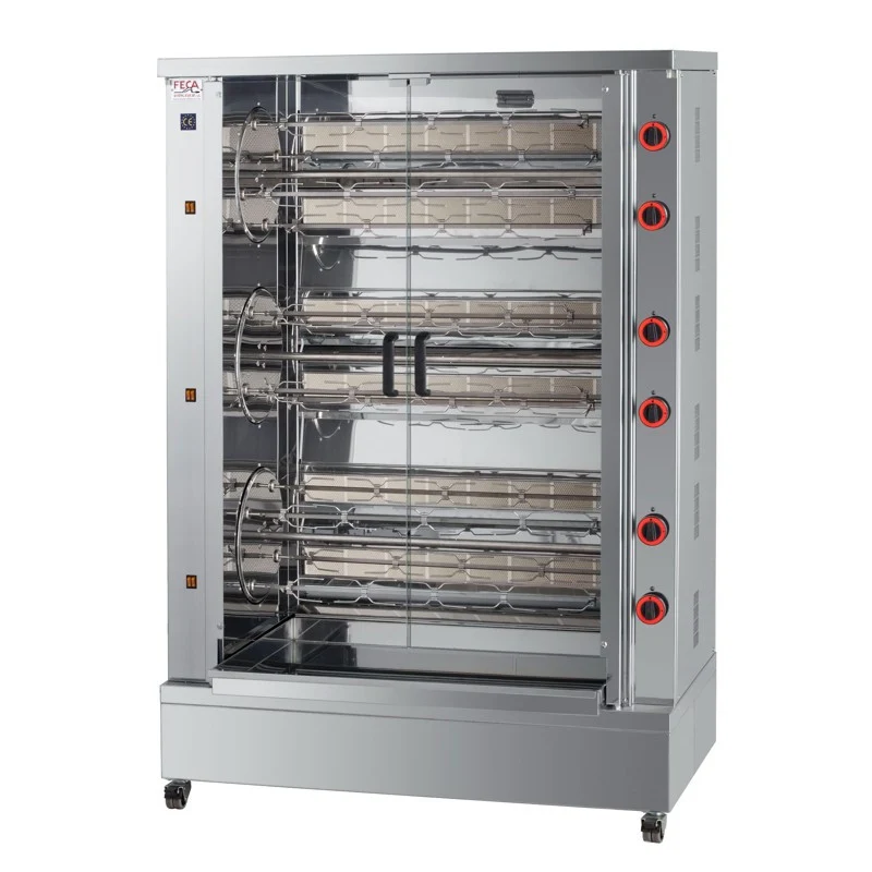 Rôtissoire gaz 72 poulets - 12 broches - 40 000 Kcal/h - M3 60 L 40 W - Feca