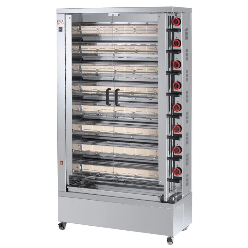 Rôtissoire gaz 48 poulets - 8 broches - 53 000 Kcal/h - 840 EKO 40 L 53 W - Feca