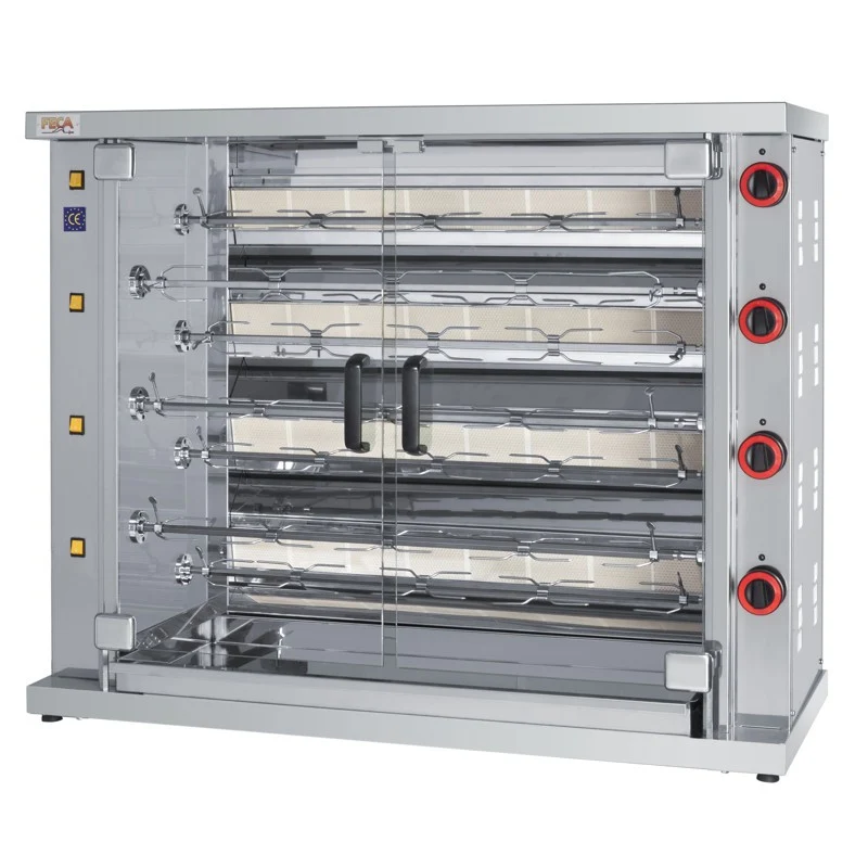 Rôtissoire gaz 42 poulets - 7 broches - 26 000 Kcal/h - IND-SIN-7 42 L 26 kW - Feca