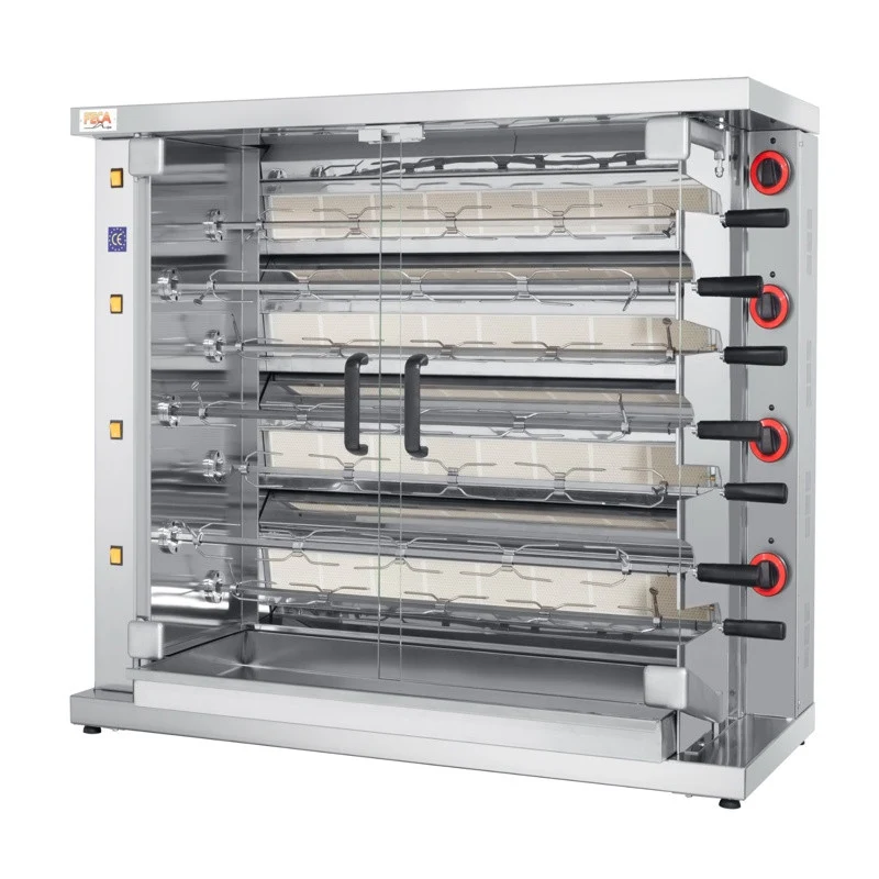 Rôtissoire gaz 42 poulets - 7 broches - 26 000 Kcal/h - IND 7 42 L 26 kW - Feca