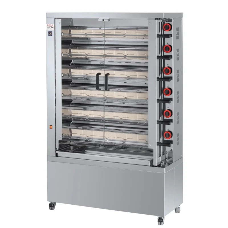 Rôtissoire gaz 36 poulets - 6 broches - 40 000 Kcal/h - 630 EKO 30 L 40 W - Feca