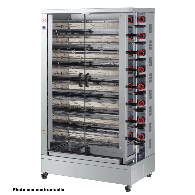 Rôtissoire vitrocéramique 90 poulets - 15 broches - 15 Doble EKO-V 75 L 33.6 W - Feca
