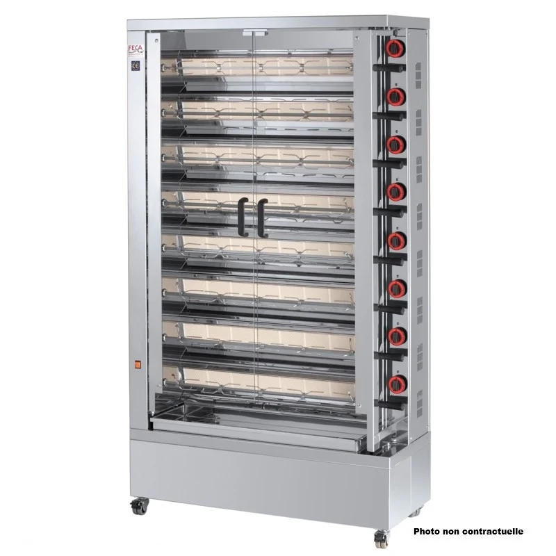 Rôtissoire vitrocéramique 48 poulets - 8 broches - 840 EKO-V 40 L 33.6 W - Feca