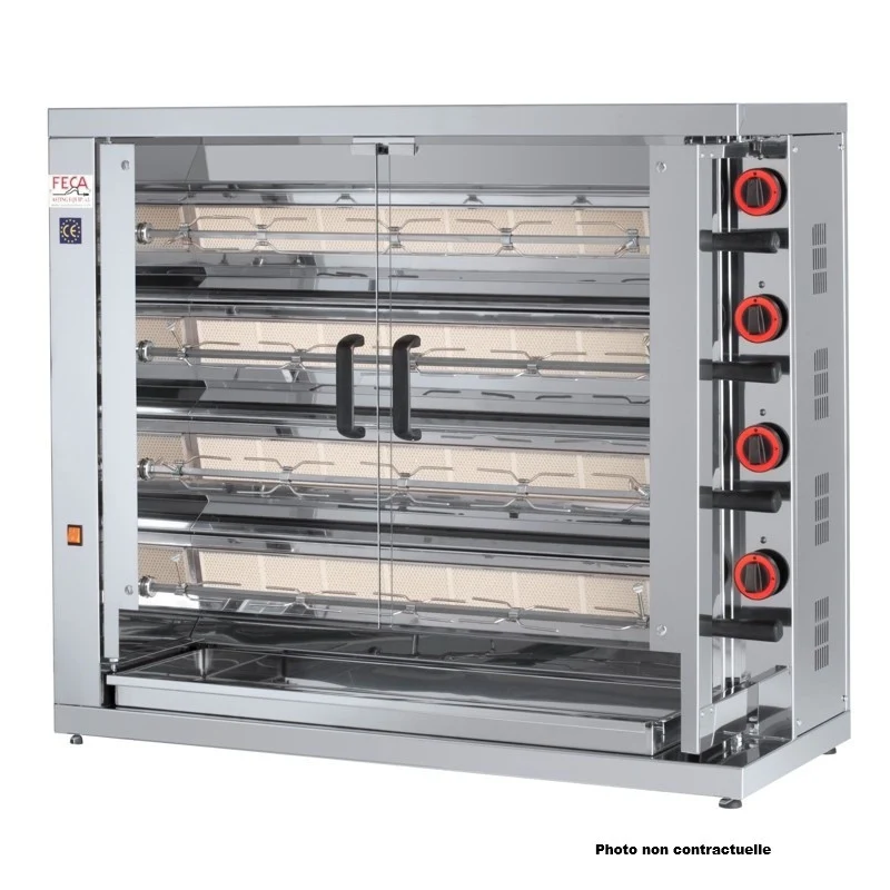 Rôtissoire vitrocéramique 24 poulets - 4 broches - 420 EKO-V 20 L 16.8 kW - Feca