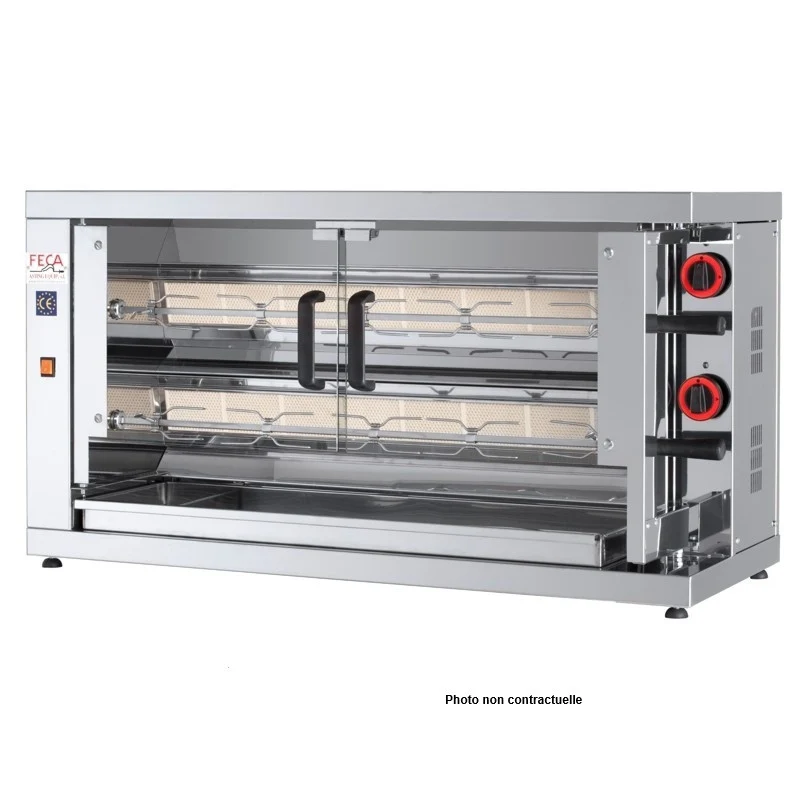Rôtissoire vitrocéramique 12 poulets - 2 broches - 210 EKO-V 10 L 8.4 kW - Feca