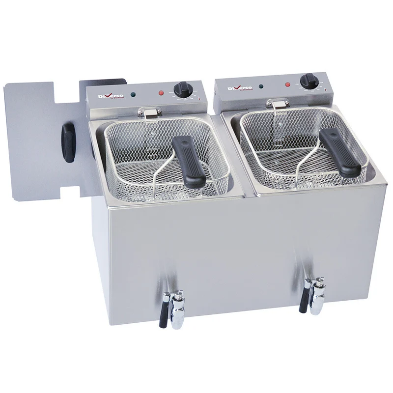Friteuse de table électrique 2x8 litres + robinet - Diverso - 6 kW - Diamond