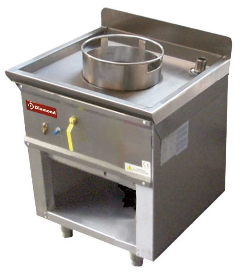 Fourneau wok gaz 1 brûleur sur meuble - 21,44 kW - Inox - Diamond
