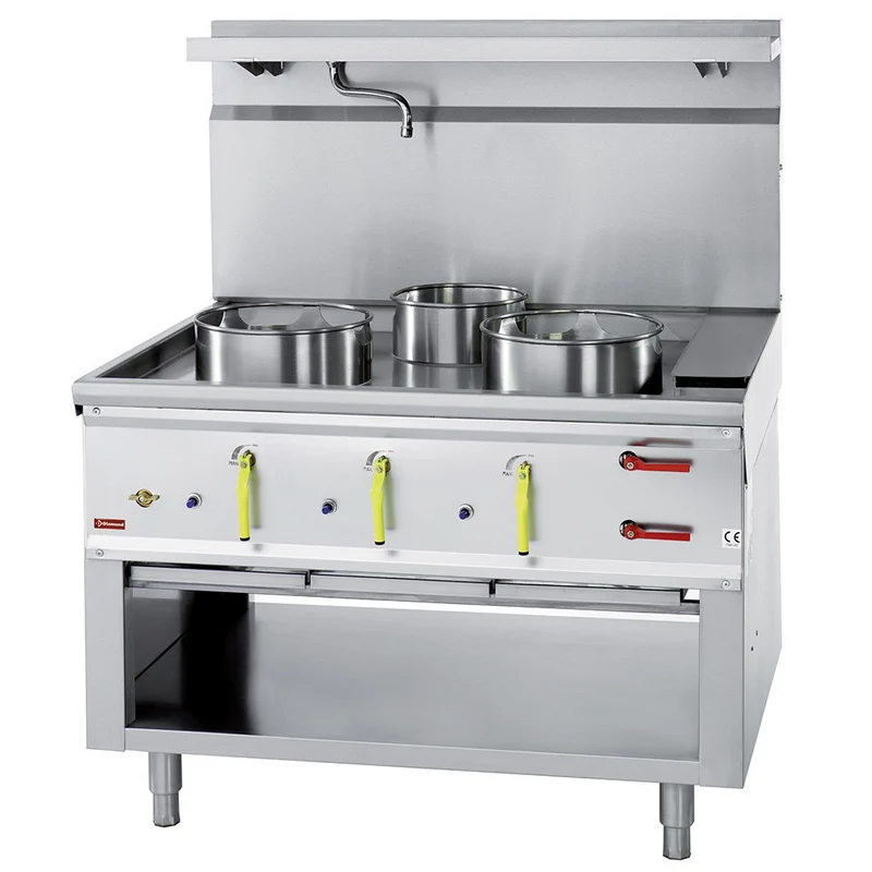 Fourneau wok 3 brûleurs - rideau d'eau - inox - 21,44 kW - Diamond