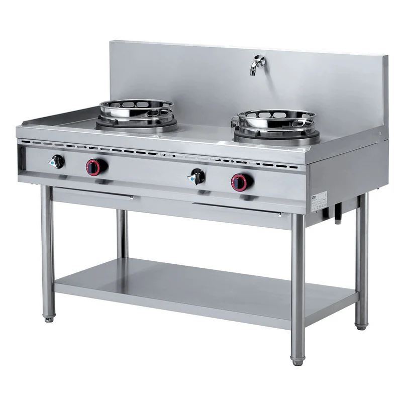 Fourneau wok gaz 2 feux 2 x 13 kw - Diamond