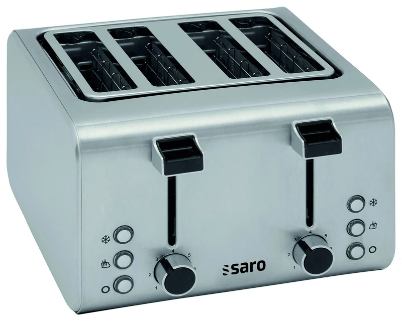 Grille-pain - 4 fentes - Minuterie - Fonction décongélation - Fonction réchauffage - Salamandre et Toaster - Saro