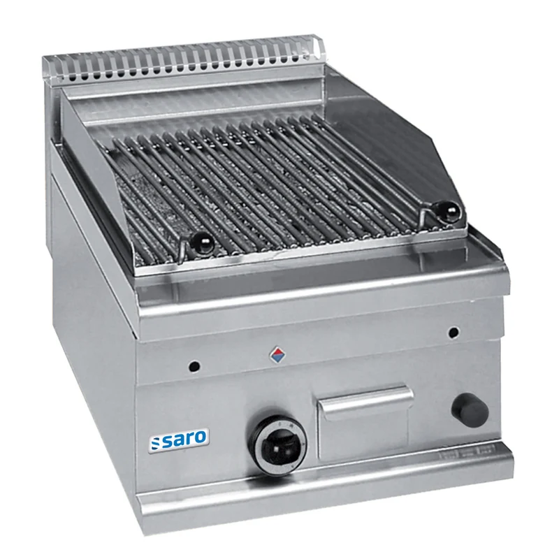 Grill Pierre Lave - Inox - 400x600mm - 7kW - Brûleur Unique - Saro