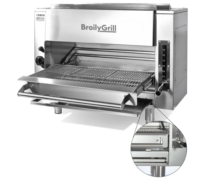 Grill professionnel - Inox - 980x450x745mm - 12,8kW - 850°C - Broily - Saro